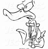Crutches Lame Duck Injured Outlined Toonaday sketch template