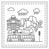 Ciudades Coloriage Actividades Imprimir Geometricas Trolleybus sketch template