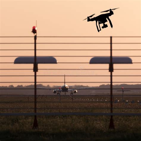 drone flying  commercial airplane stock photo image  plane danger
