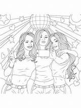Bff Girls Coloring Pages Kids Colouring Friend Photographed Vector Beautiful Phone Cute Friends Girl Three Fun Vectorstock Adult Barbie Personal sketch template