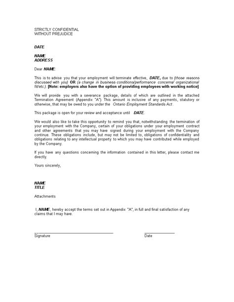 printable employee termination letter templates