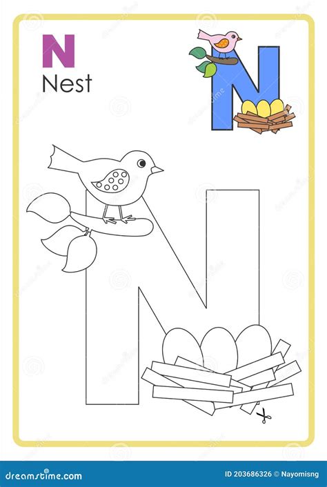 alphabet picture letter  colouring page nest craft stock