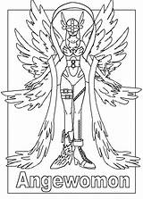 Coloring Pages Digimon Angewomon Cute Cartoon sketch template