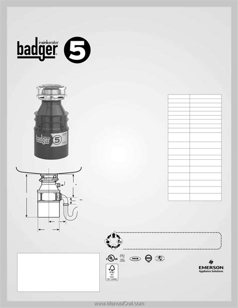 insinkerator badger  specifications