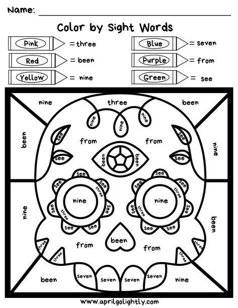 day   dead coloring pages color  sight word april golightly