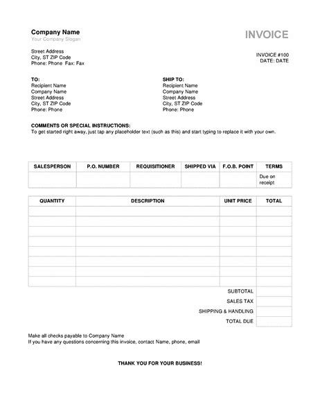 invoice letter template word invoice template