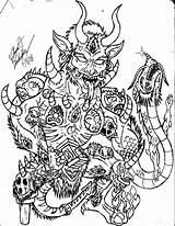 Oni Mask Japanese Tattoo Coloring Demon Drawing Pages Deviantart Template Getdrawings sketch template