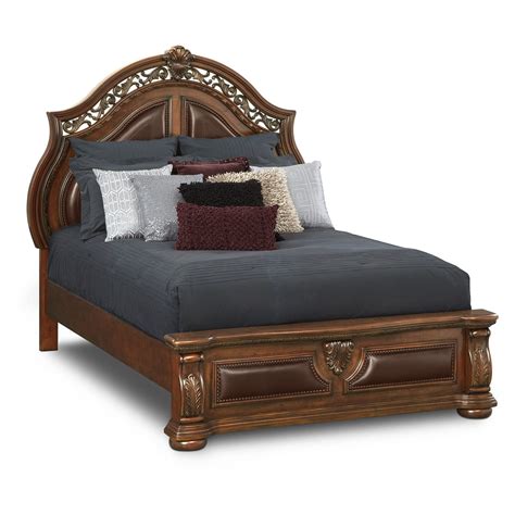 morocco queen upholstered bed pecan  city furniture  mattresses