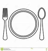 Plate Fork Spoon Outline Icon Illustration Style Vector Place sketch template