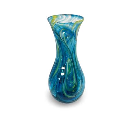 Large Bath Aqua Glass Art Vase