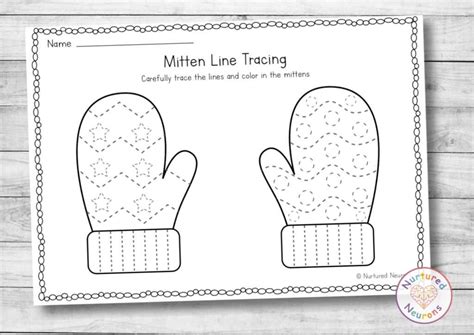 winter mittens  tracing worksheet preschool printable nurtured