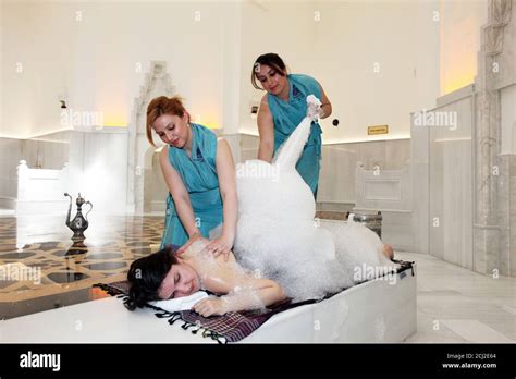 istanbul turkey may 11 female bath attendants soap sud massages and