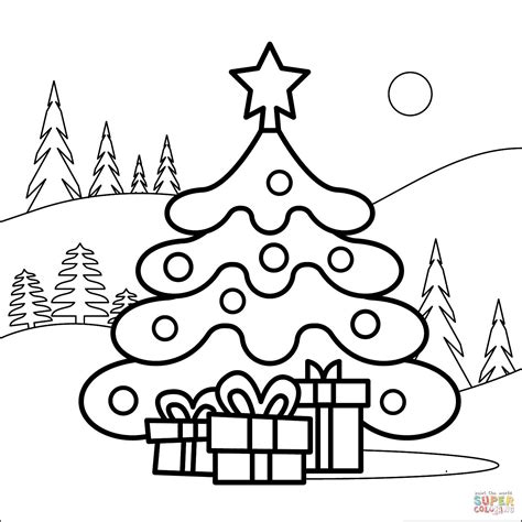 pages worksheets simple christmas tree coloring page  christmas