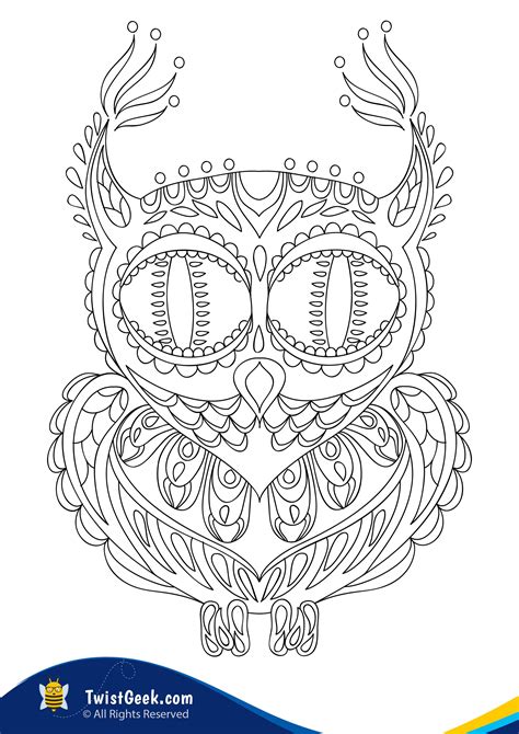 owl mandala coloring pages  adults twistgeek owl coloring