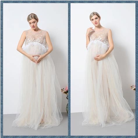 Clothes For Maternity Photography Props Maternity Lace Long White