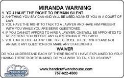 handcuff warehouse miranda warning card