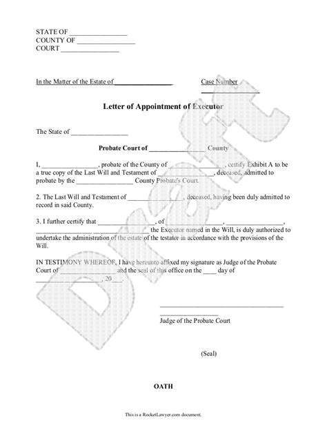 letter  executorship template south africa
