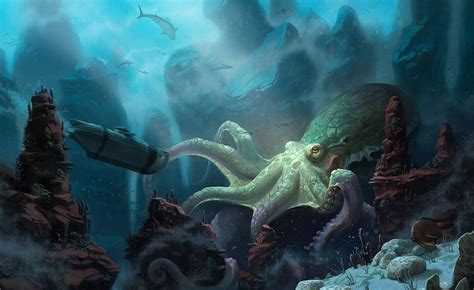 fantasy sea monster hd wallpaper