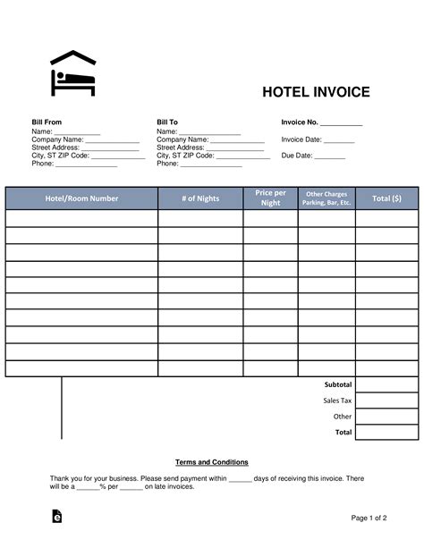 hotel invoice format  word template imagesee