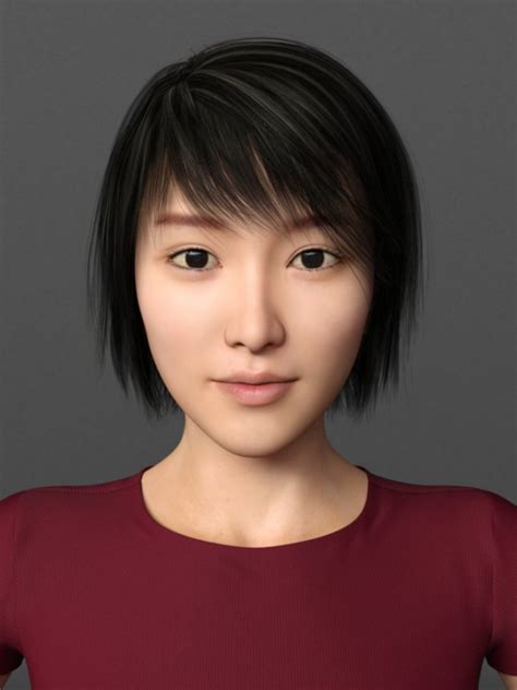 Short Hair Asian Woman 3d Model