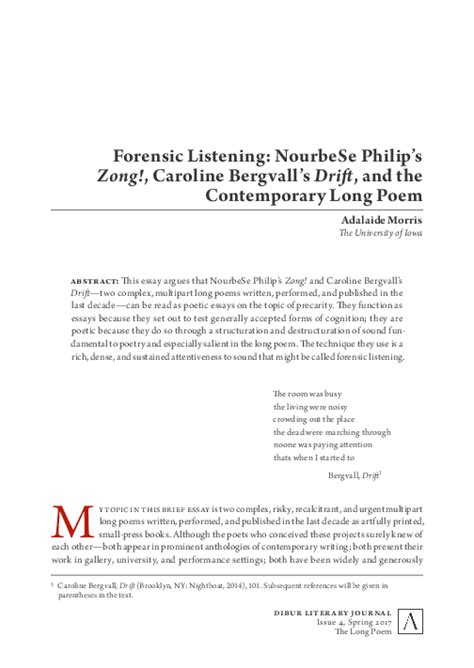 forensic listening nourbese philips zong caroline bergvalls