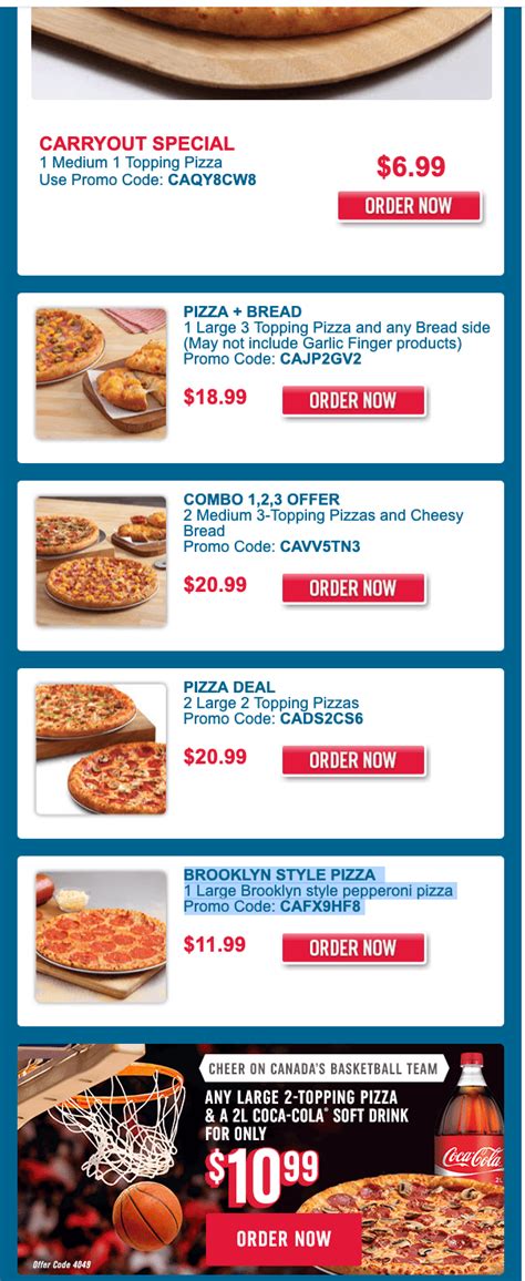 dominos pizza canada deals   medium  topping pizza    offers  promo