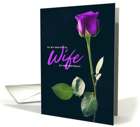Happy Birthday Beautiful Wife Purple Rose Card 1533156