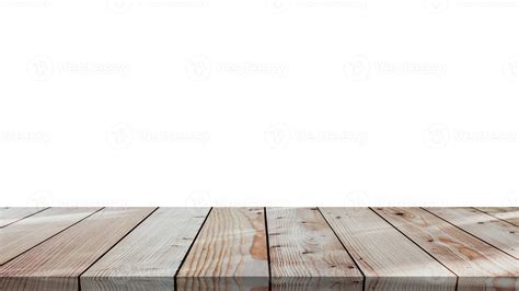 wood table front view  blank white background  product display