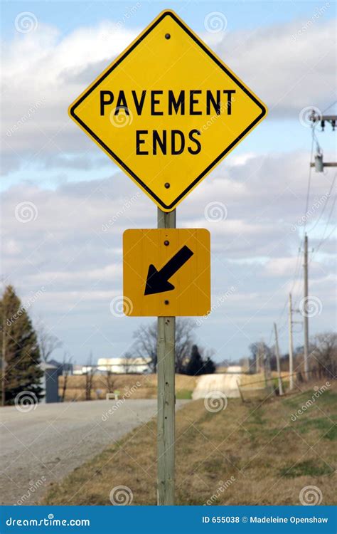 pavement ends sign royalty  stock  image