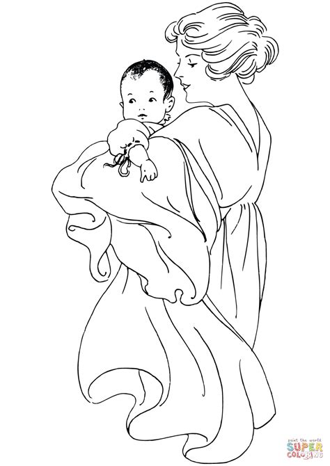 mother  baby coloring page  printable coloring pages