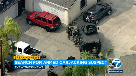 armed carjacking suspect in custody after massive search in lynwood