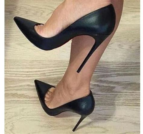 moraima snc sexy pointed toe high heel shoes black matte leather 12cm