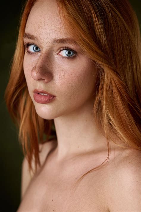 Max Pyzhik Women Redhead Freckles Blue Eyes Portrait Portrait Display