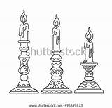 Outline Vector Candle Coloring Illustration Book Set Candlestick Flame Painting Hand Shutterstock Abstraction Doodle sketch template