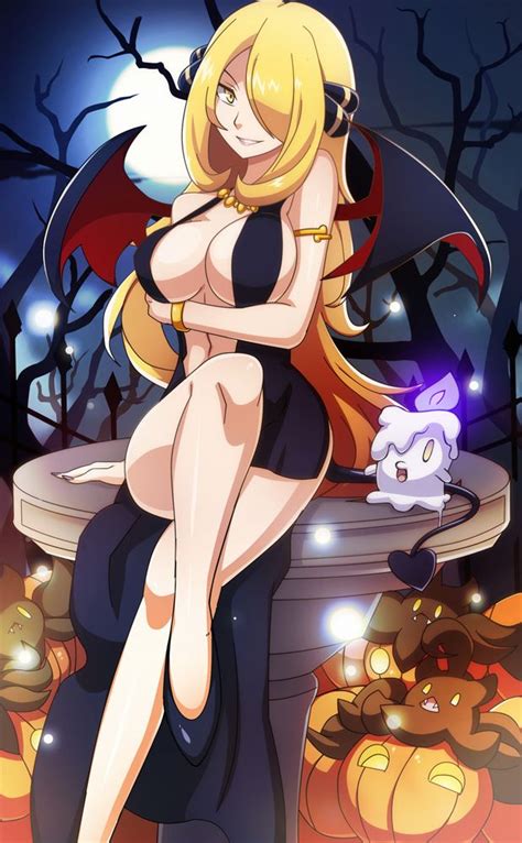 halloween cynthia pokemon by dmy gfx on deviantart anime e pokemon