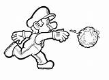 Coloring Mario Flower Fire Pages Super Popular sketch template