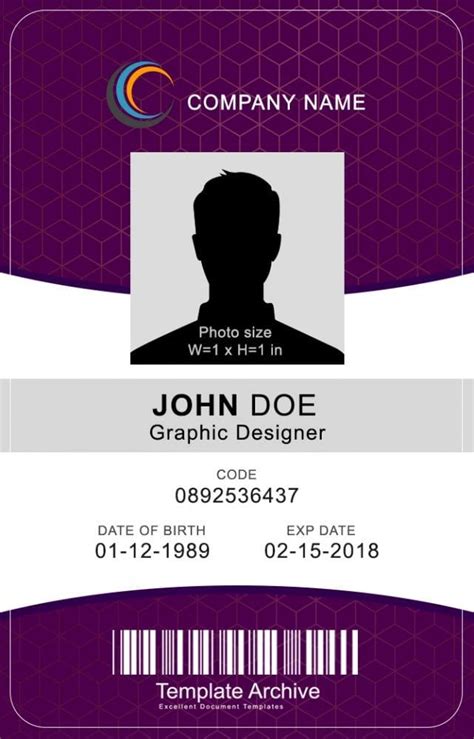 id badge id card templates  templatearchive   id