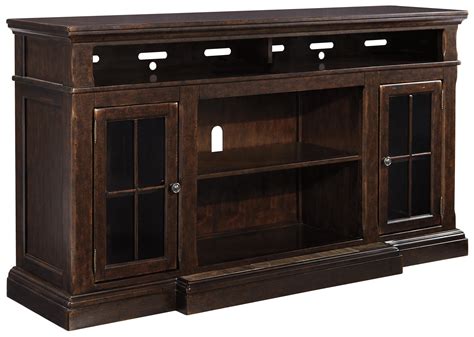 signature design  ashley roddinton  extra large tv stand  breakfront  glass