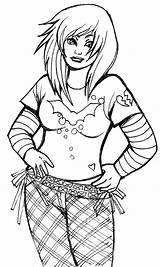Emo Girl Anime Lineart Punk Coloring Pages Deviantart Template Stats Downloads Sketch sketch template