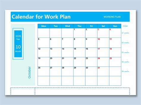excel  blue  simple calendar  work planxlsx wps  templates