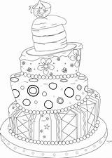 Digi Stamp Whimsical Coloring Fringe Ausmalen Feiern Geburtstagstorten sketch template