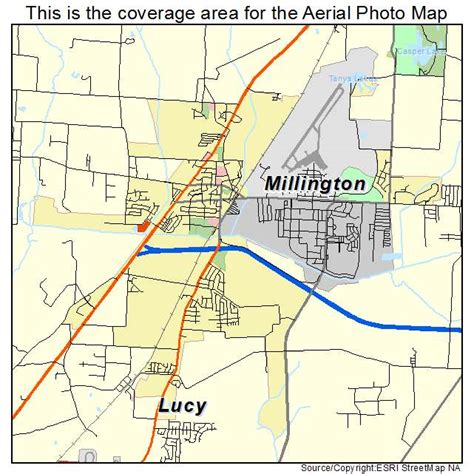 aerial photography map  millington tn tennessee