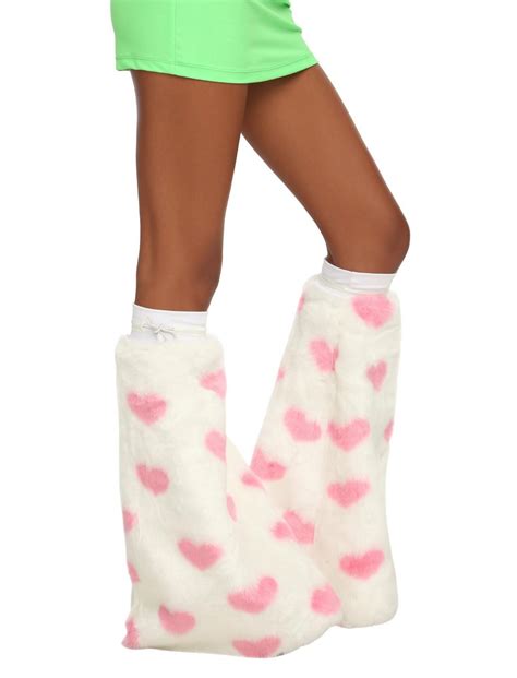 Heart Print Fuzzy Boot Covers Hot Topic