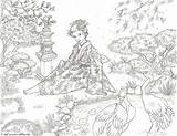 Japanese Garden Coloring Pages Getcolorings sketch template