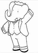 Babar Coloring Pages Elephant Color Cartoon Book Books Printable Sheets Kids sketch template