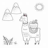 Llama Coloring Pages Lama Antistress Mountains Wonder sketch template