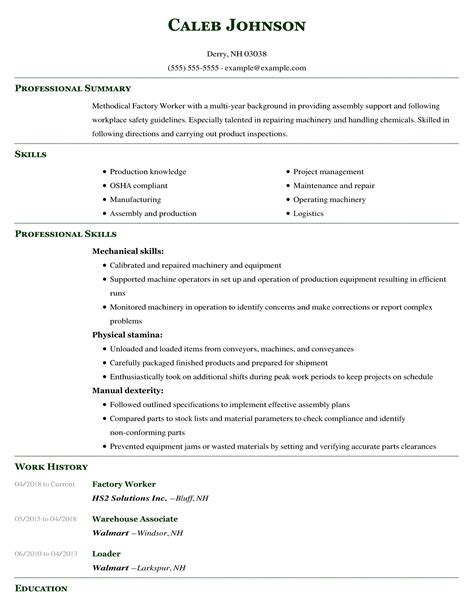 manufacturing resume templates