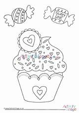 Colouring Cupcake Valentine Pages Food Activity Drink Village Explore Colour sketch template