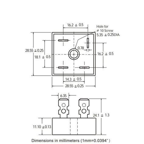 kbpc   bridge rectifier dimensions pinout  manufacturers datasheet envistia