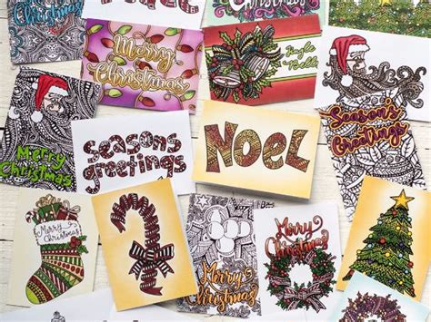 diy coloring christmas cards set   read  fold printable